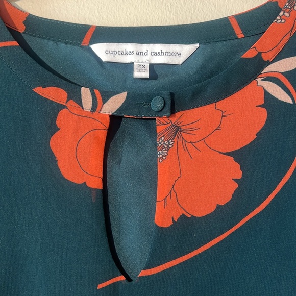 Cupcakes &‎ Cashmere Sybella Shift Dress Women XS sheer long sleeve floral print - Picture 5 of 12